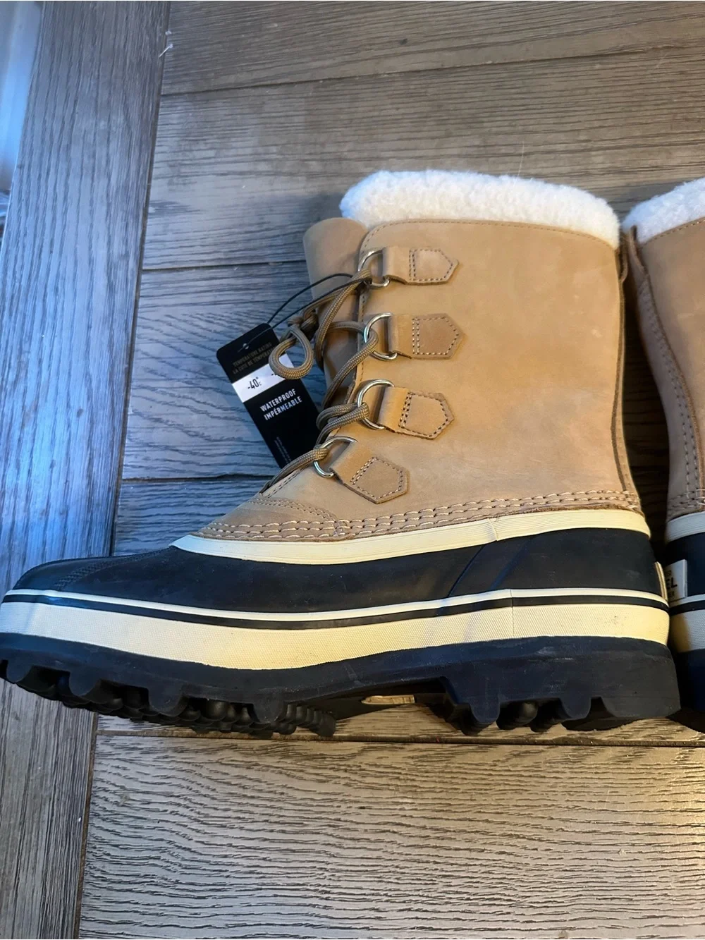 Sorel Tan Waterproof Lace-Up Faux-Fur  Boots New with tag